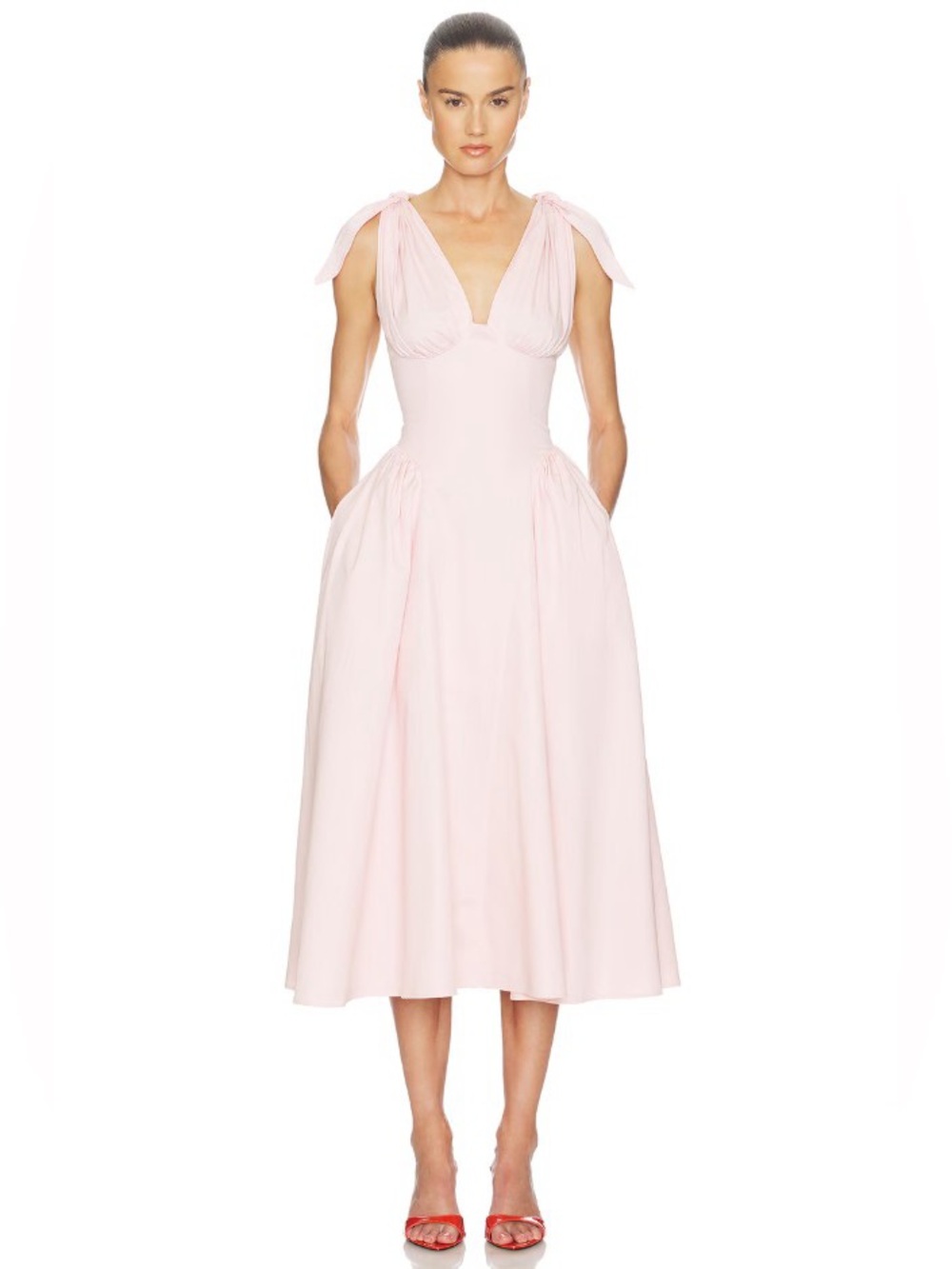 Helsa FairWeather Pink Back Criss-Cross Midi Dress NWOT